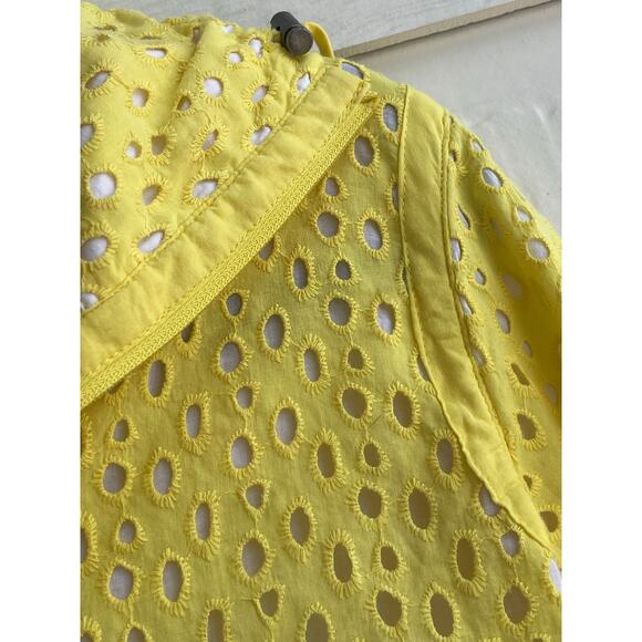 Ruby Rd Yellow Eyelet cropped lightweight jacket shirt 100% Cotton 14 - Picture 4 of 9